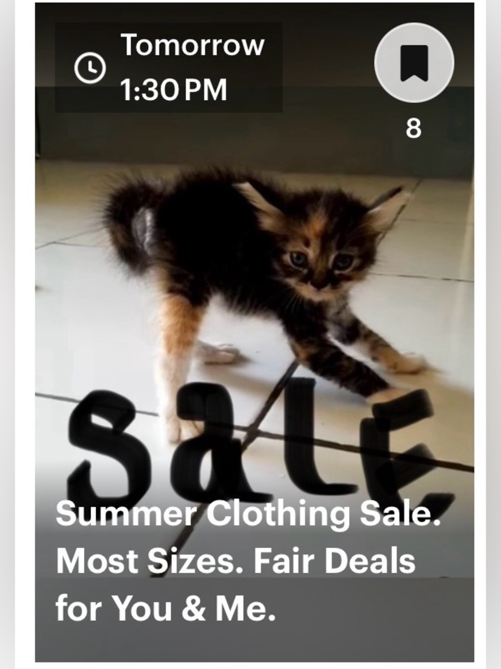 Tuesday Aug 18 Summer Clearance @ 1:30 pm PT